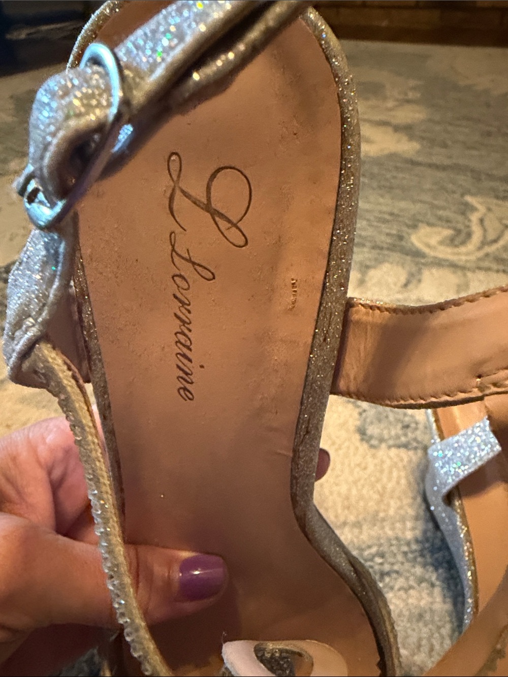 Loraine Silver Glitter Ankle-Strap Heels